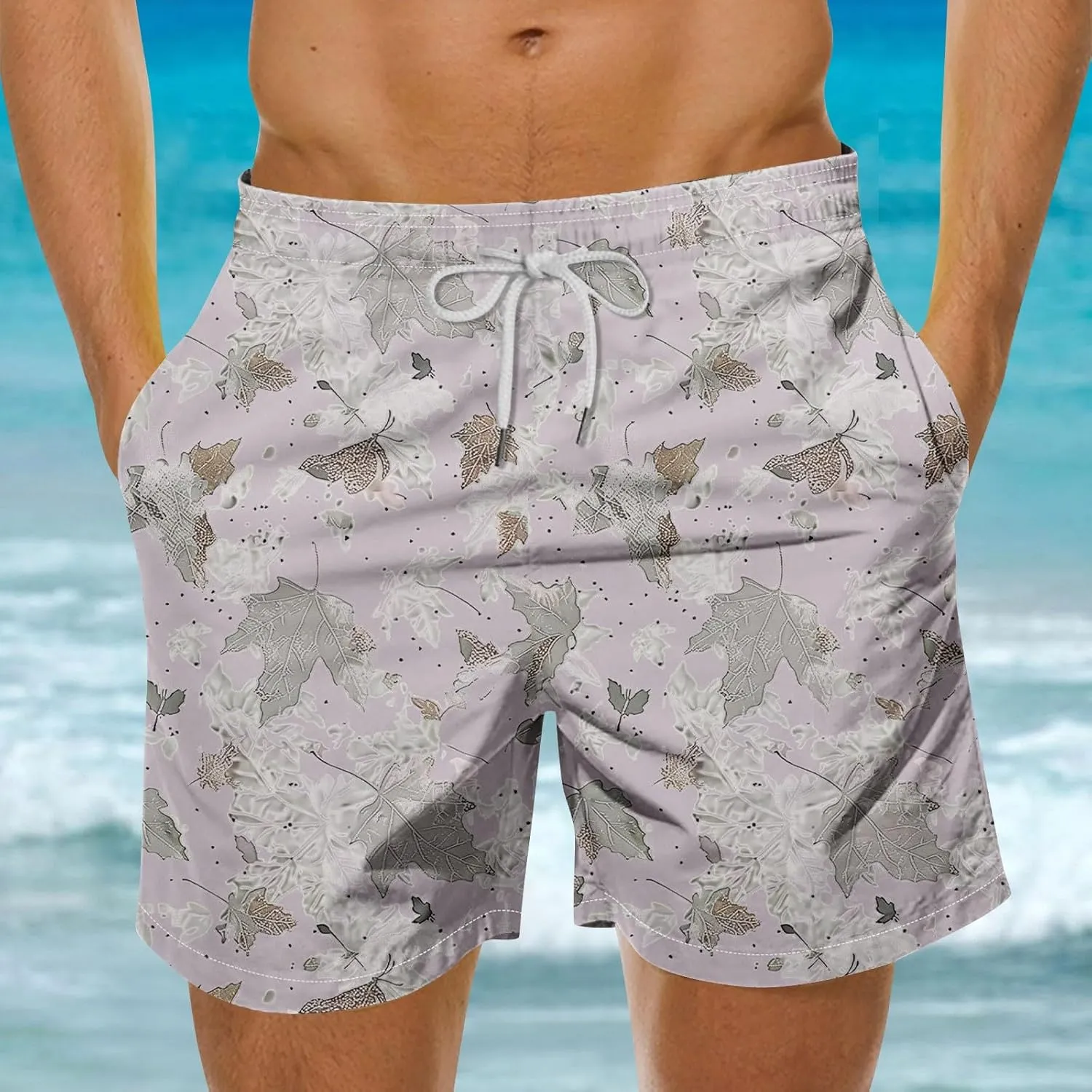Mens Casual Linen Shorts Workout Running Sport Beach Summer Pant Drawstring Loose Fit Casual Trousers with Pocket