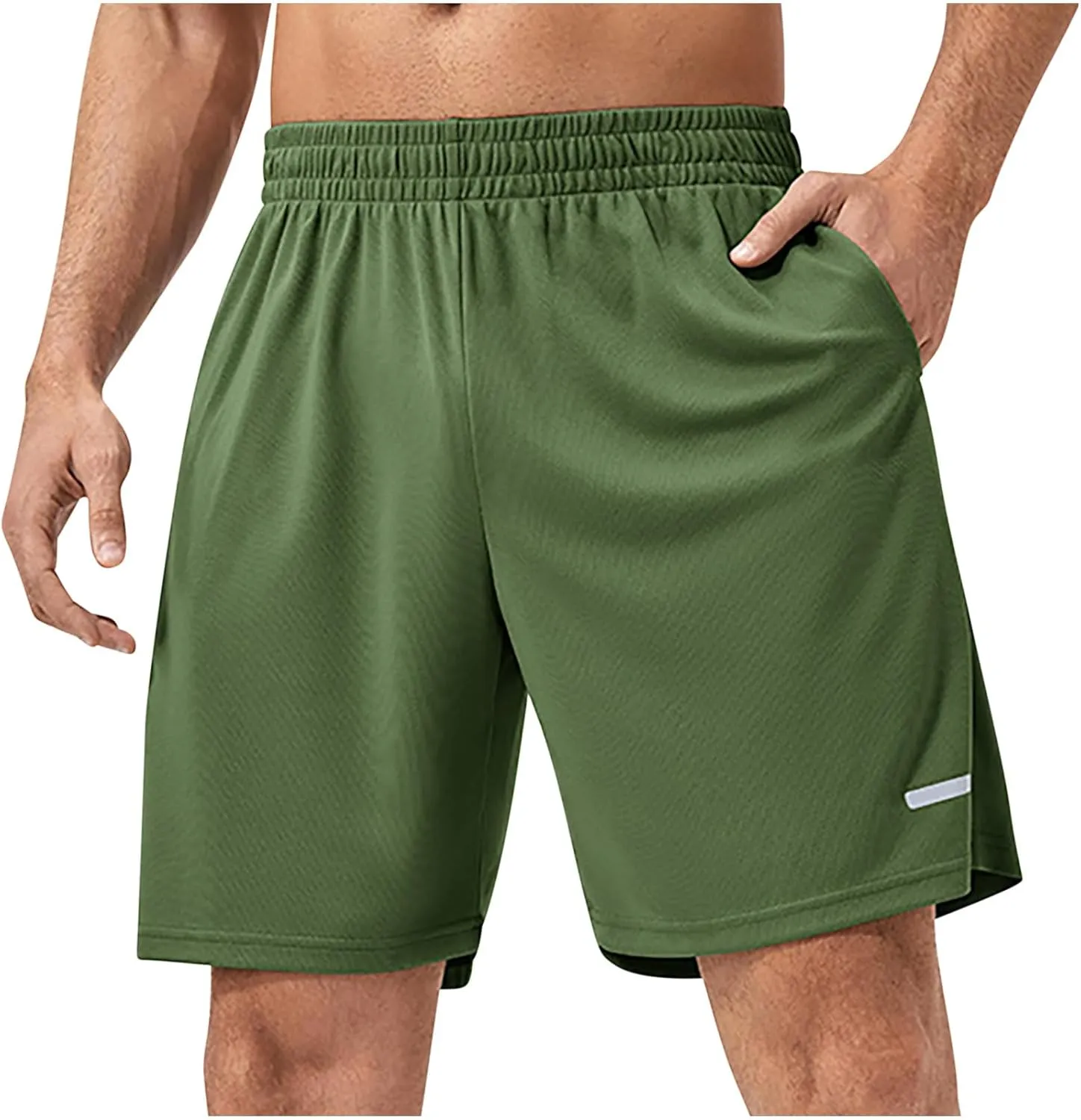 Mens Casual Shorts Elastic Waist with Pockets Athletic Gym Workout Running Bermuda Activewear Hiking Trunks