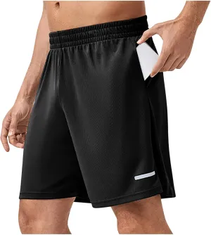 Mens Casual Shorts Elastic Waist with Pockets Athletic Gym Workout Running Bermuda Activewear Hiking Trunks
