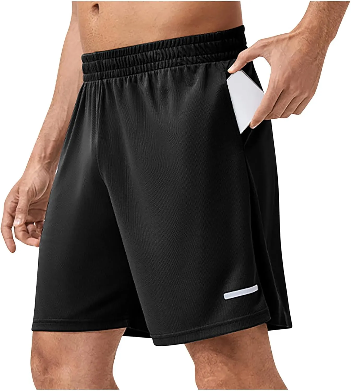 Mens Casual Shorts Elastic Waist with Pockets Athletic Gym Workout Running Bermuda Activewear Hiking Trunks