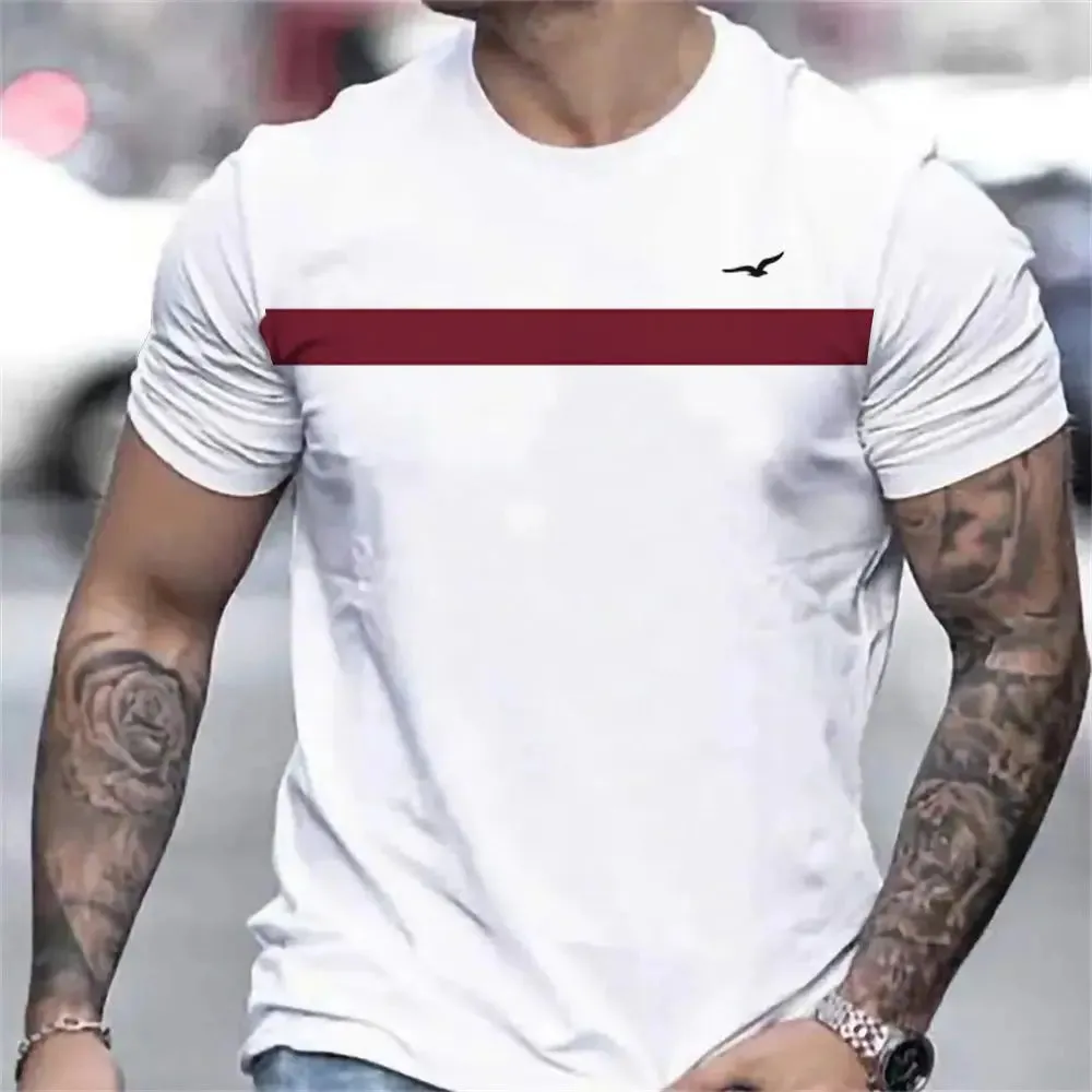 Men's Casual Striped Summer T Shirt-Oversized Short Sleeve Top