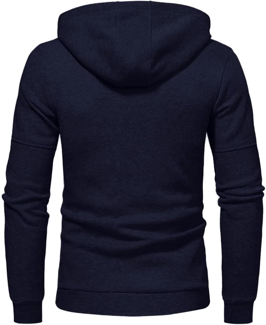 Mens Casual Zipper Hoodies Patchwork Jacket Fall Full Zip Sweatshirts Loose Zip-Front Drawstring Hooded Sweatshirt