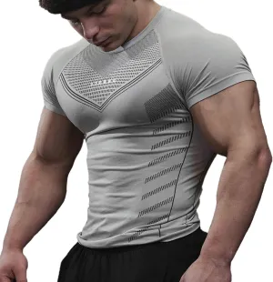 Men's Compression Shirt - Short Sleeve Elastic T-Shirt Gym Workout Tops