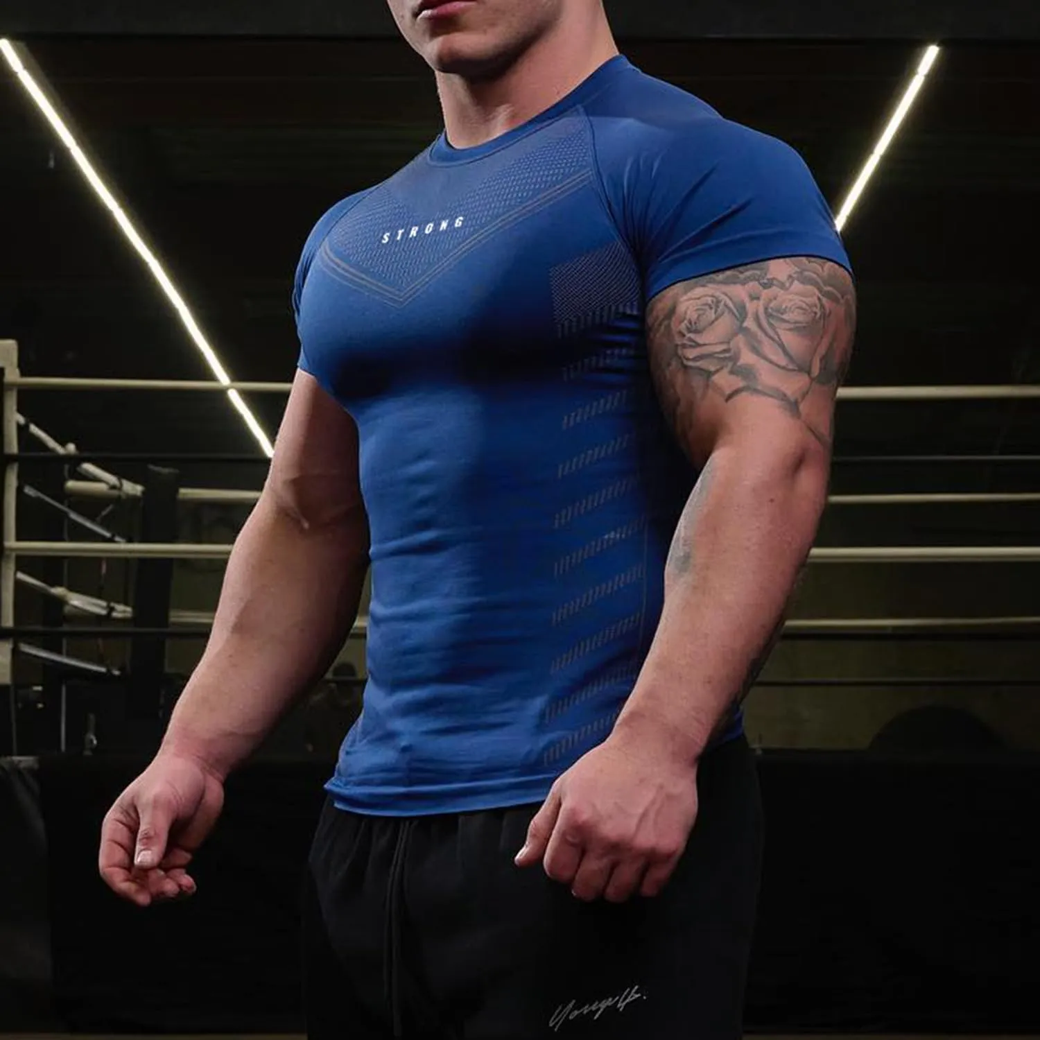 Men's Compression Shirt - Short Sleeve Elastic T-Shirt Gym Workout Tops
