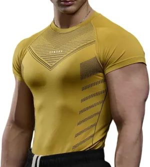 Men's Compression Shirt - Short Sleeve Elastic T-Shirt Gym Workout Tops