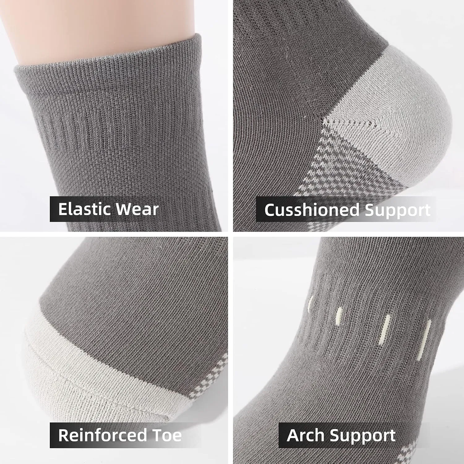 Men's Cotton Moisture Wicking Heavy Cushion Crew Work Socks,6-12, 6Pairs