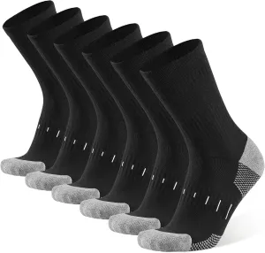 Men's Cotton Moisture Wicking Heavy Cushion Crew Work Socks,6-12, 6Pairs