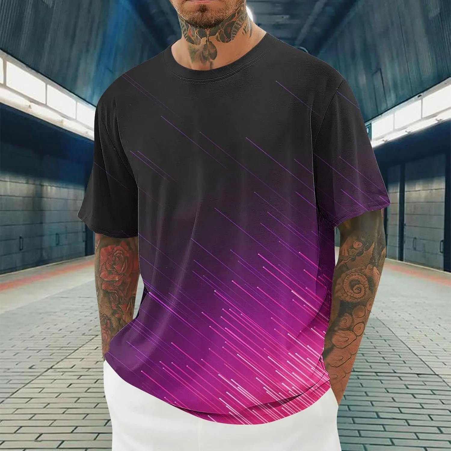 Mens Cotton T-Shirt Crew Neck Short Sleeve Tee Shirts Hipster Hip Hop Streetwear Casual Tops Gym Muscle Shirts