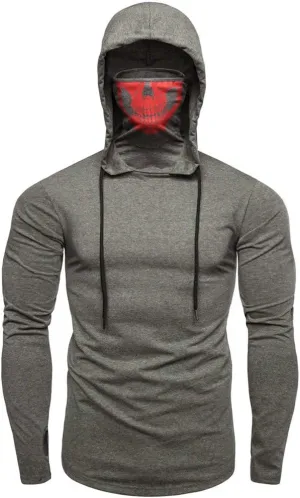 Mens Face_Cover Button Sports Sleeveless/Short/Long Sleeve Vest Hooded Splice Large Open-Forked Male Tank Tops Shirt Blouse