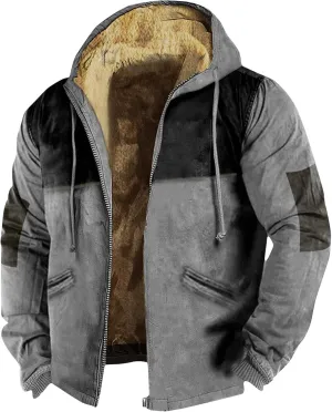 Men'S Fleece Jackets & Coats Heated Casual Camouflage Sports Sweatshirt Long Sleeve Zipper Hooded Jacket Coat