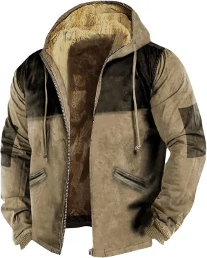 Men'S Fleece Jackets & Coats Heated Casual Camouflage Sports Sweatshirt Long Sleeve Zipper Hooded Jacket Coat