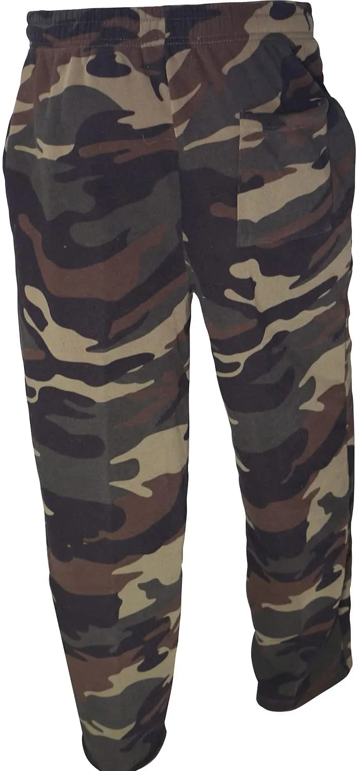 Mens Fleece Sweatpants Open Bottom Joggers Straight Leg Running Casual Loose Fit Athletic Pants with Pockets