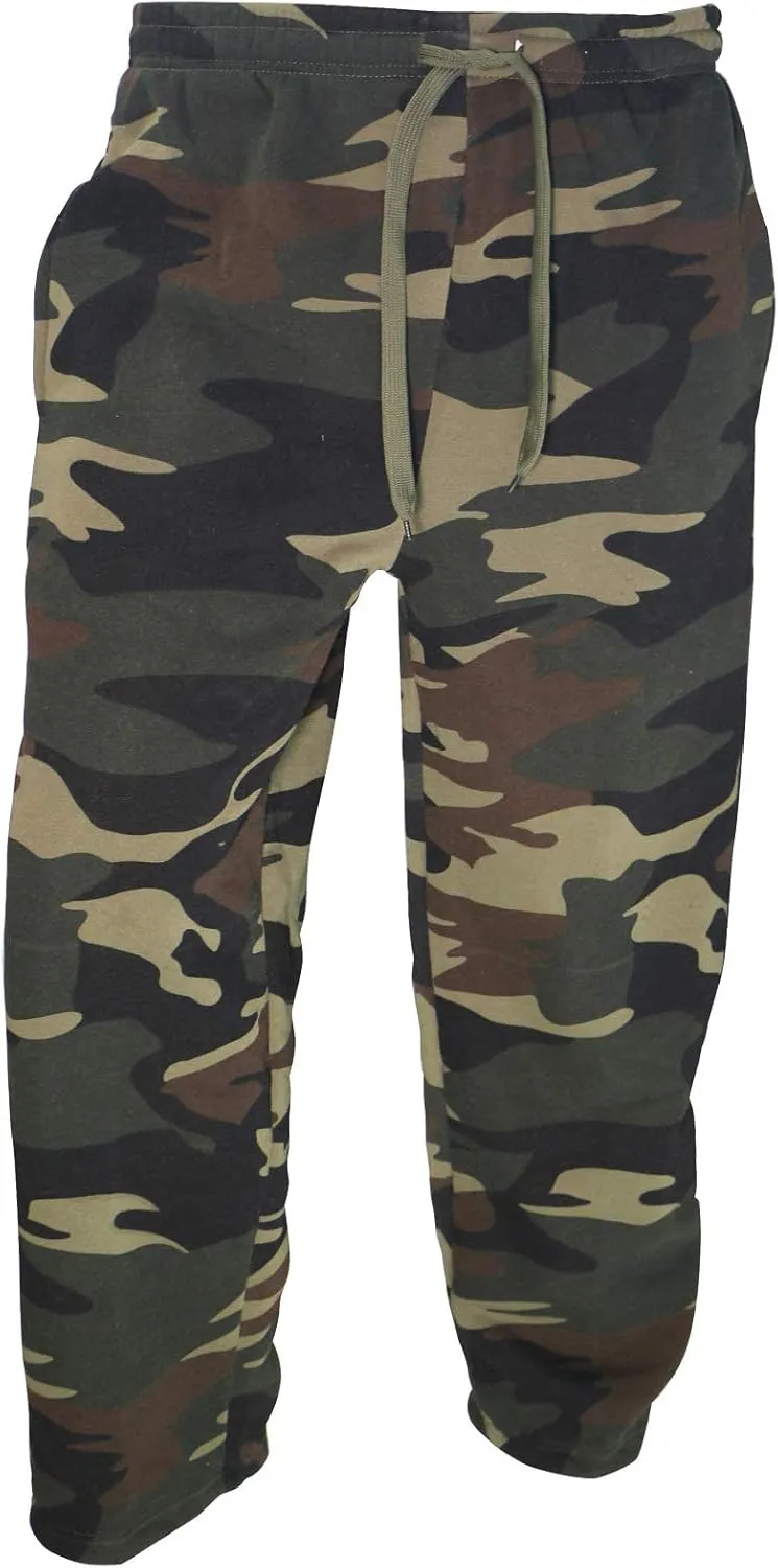 Mens Fleece Sweatpants Open Bottom Joggers Straight Leg Running Casual Loose Fit Athletic Pants with Pockets