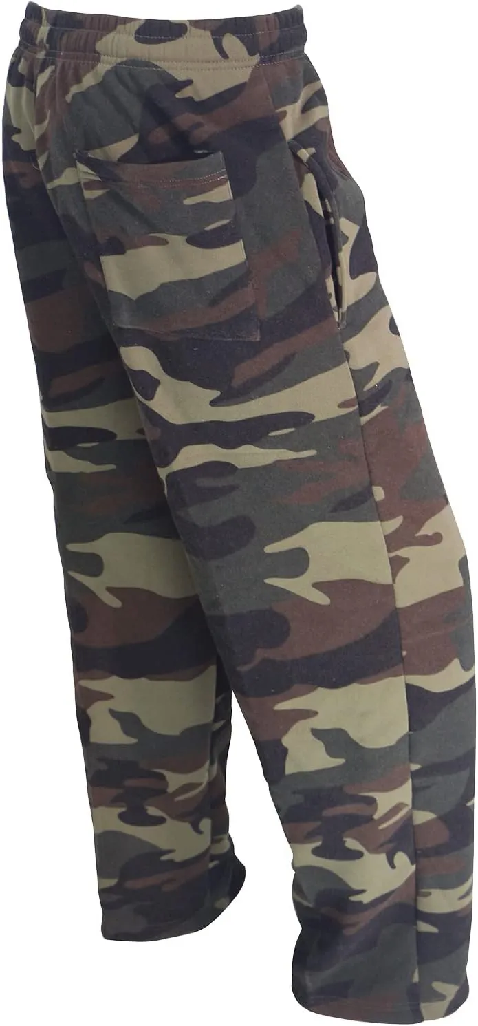 Mens Fleece Sweatpants Open Bottom Joggers Straight Leg Running Casual Loose Fit Athletic Pants with Pockets