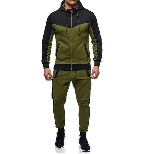 Men's Full Zip Sweatsuit Outdoor Jogging Tracksuits