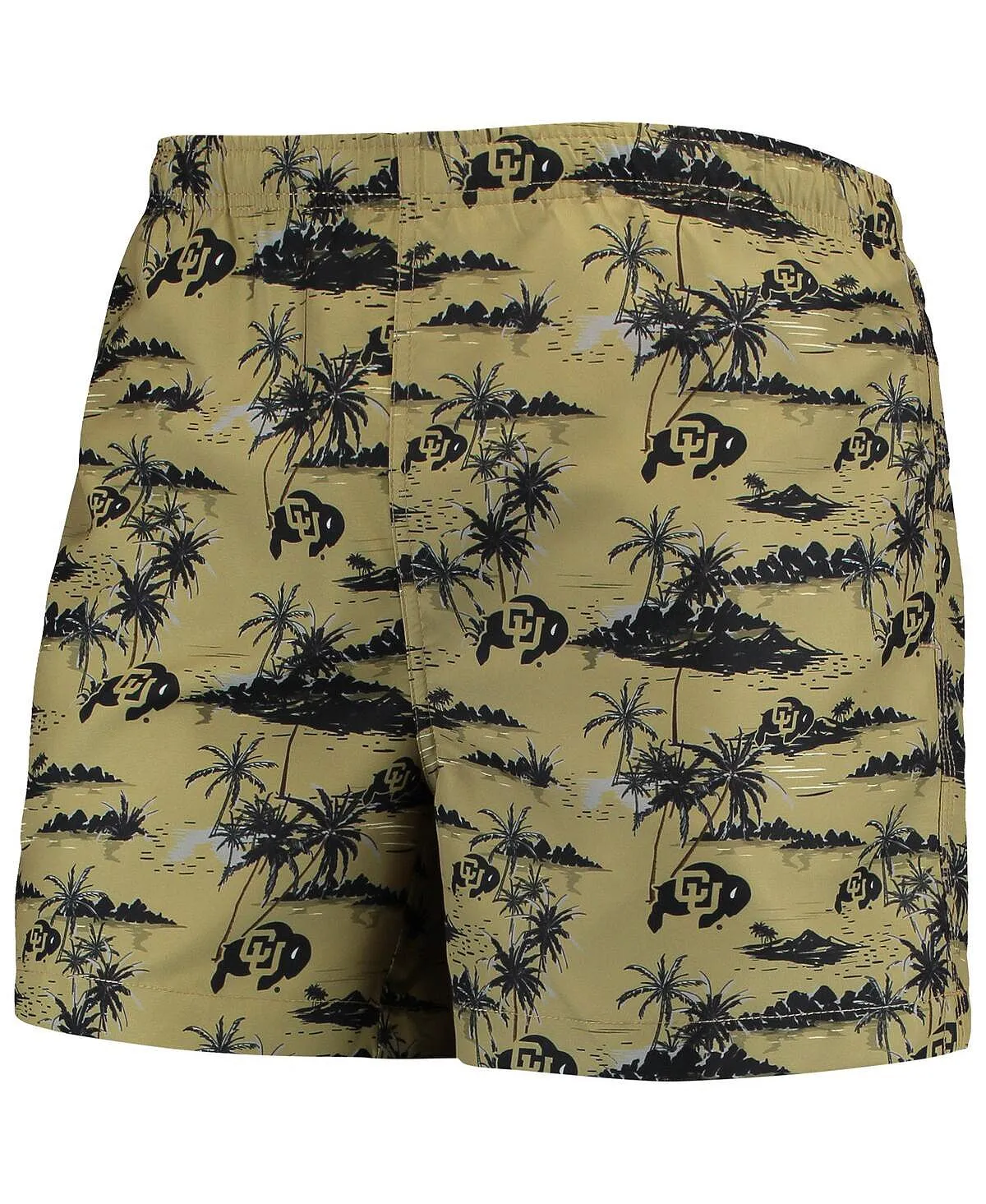 Men's gold swimming trunks colorado buffaloes island palm FOCO