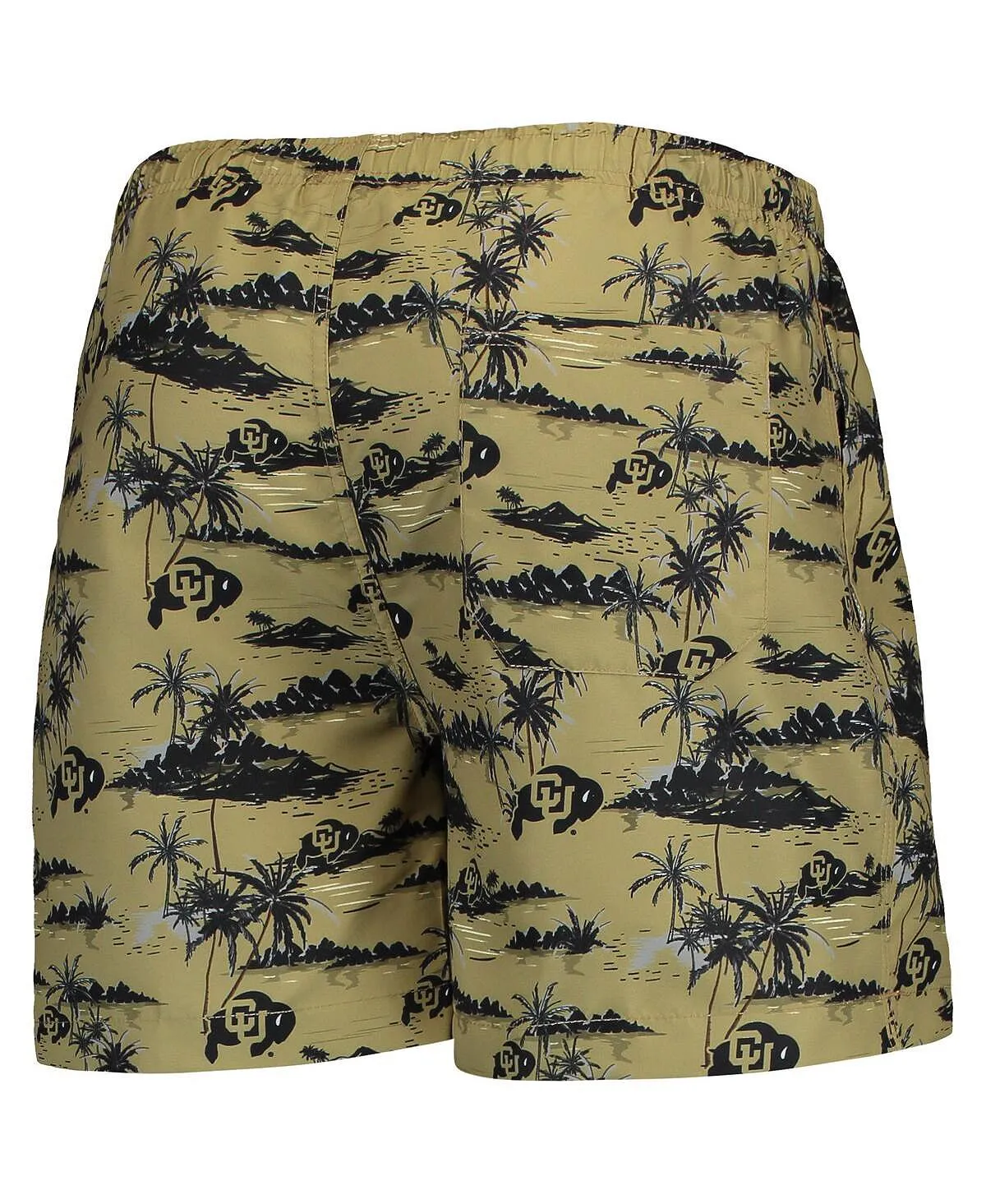 Men's gold swimming trunks colorado buffaloes island palm FOCO