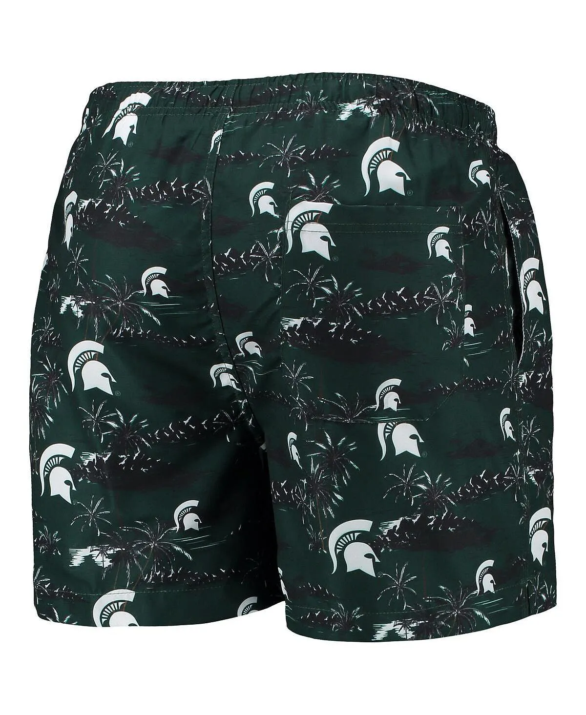 Men's green swimming trunks with palm trees michigan state spartans island palm FOCO, green