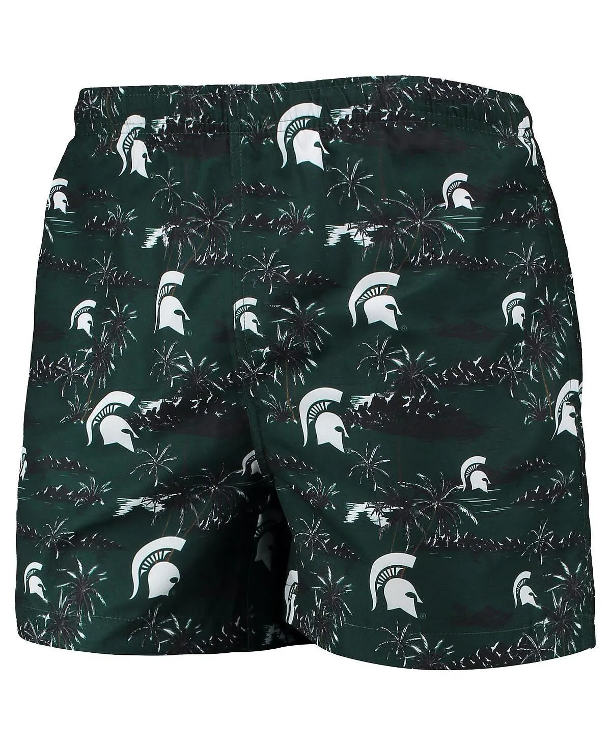 Men's green swimming trunks with palm trees michigan state spartans island palm FOCO, green