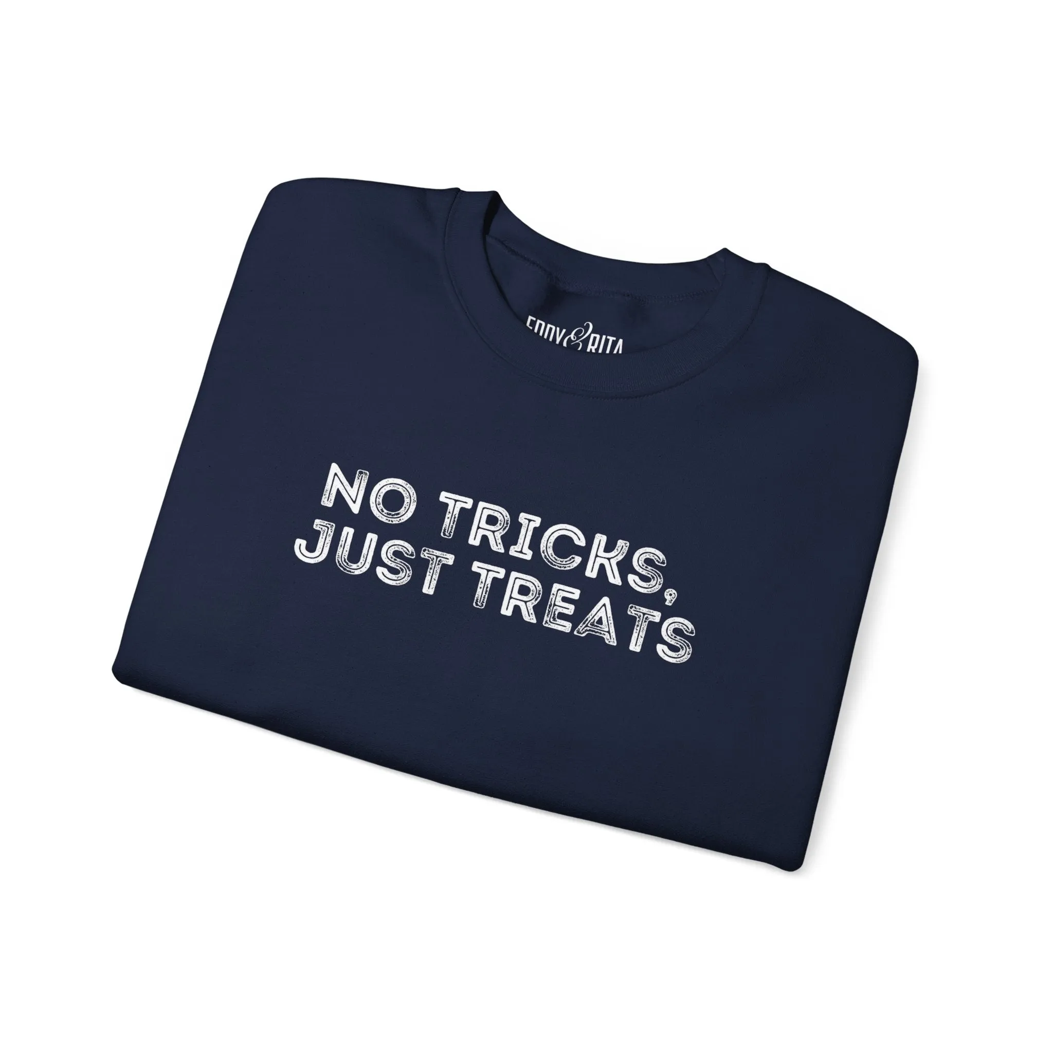 Men's Heavy Crewneck Sweatshirt - "No Tricks, Just Treats" Halloween Edition