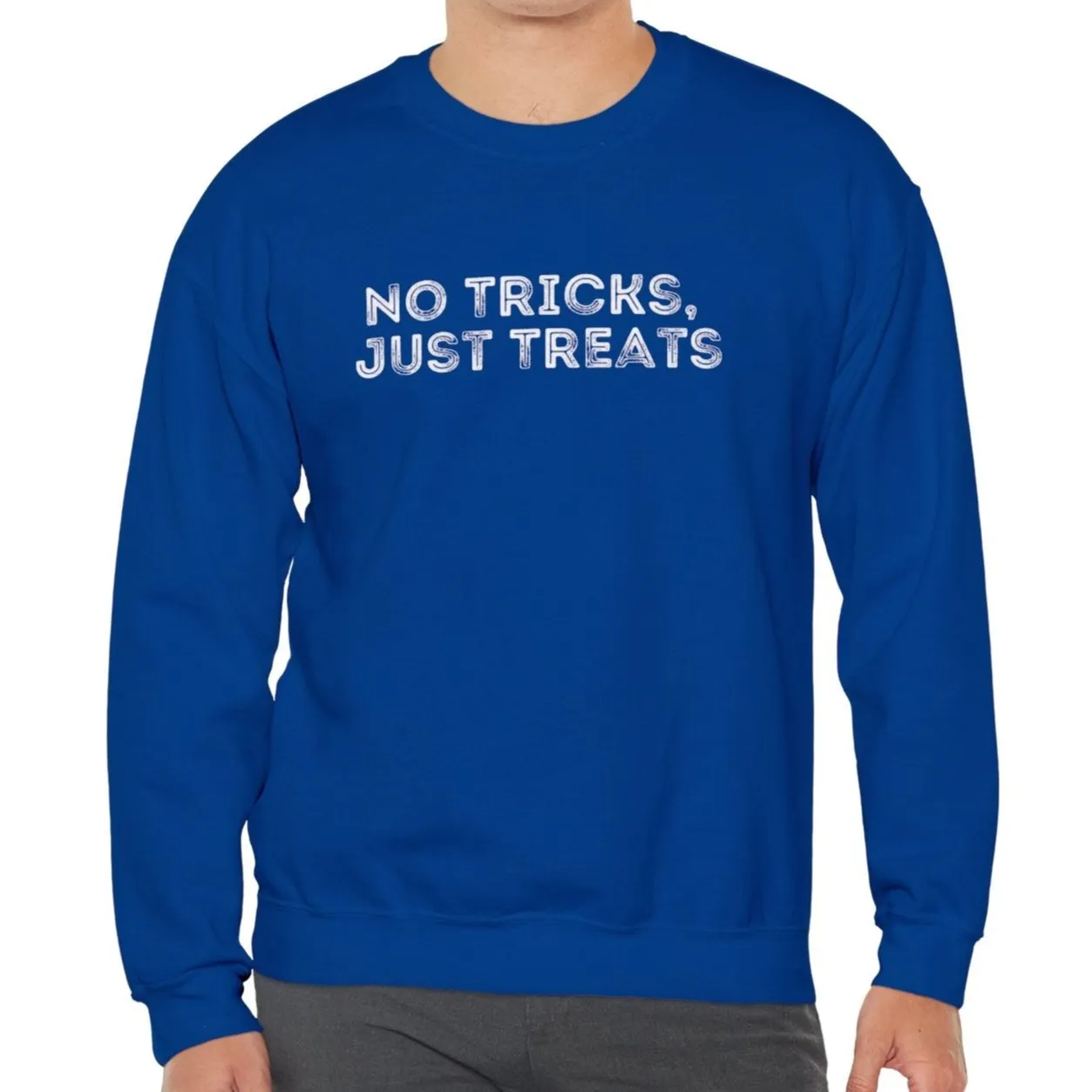 Men's Heavy Crewneck Sweatshirt - "No Tricks, Just Treats" Halloween Edition