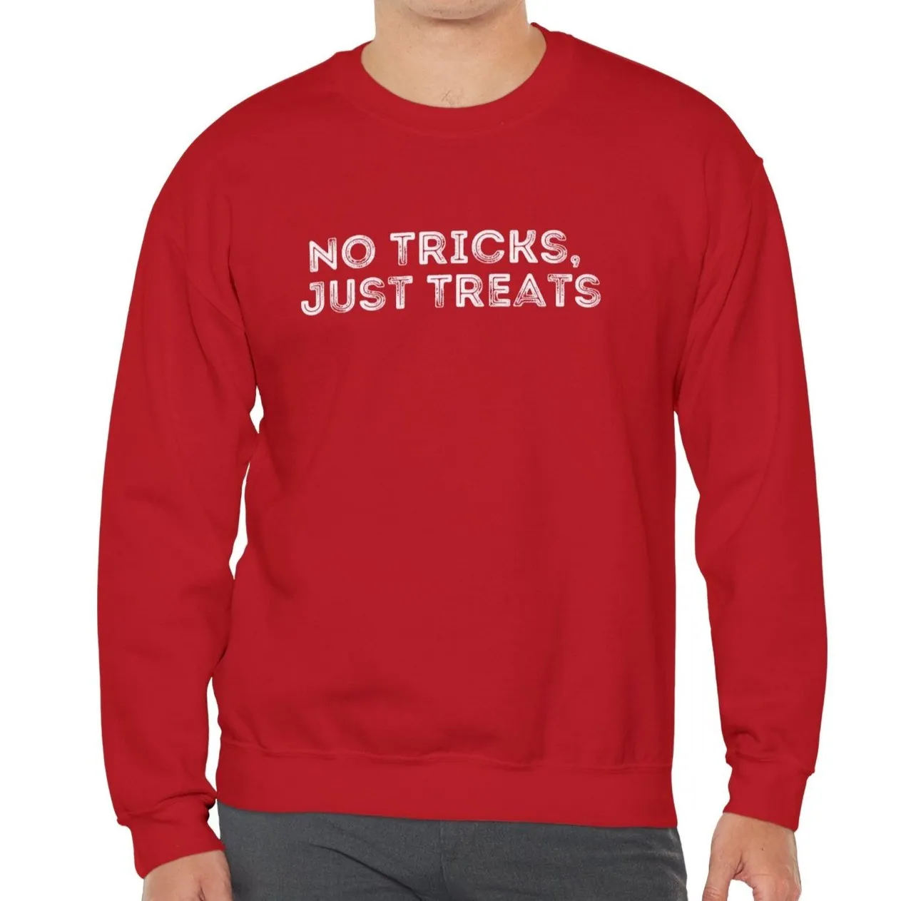 Men's Heavy Crewneck Sweatshirt - "No Tricks, Just Treats" Halloween Edition