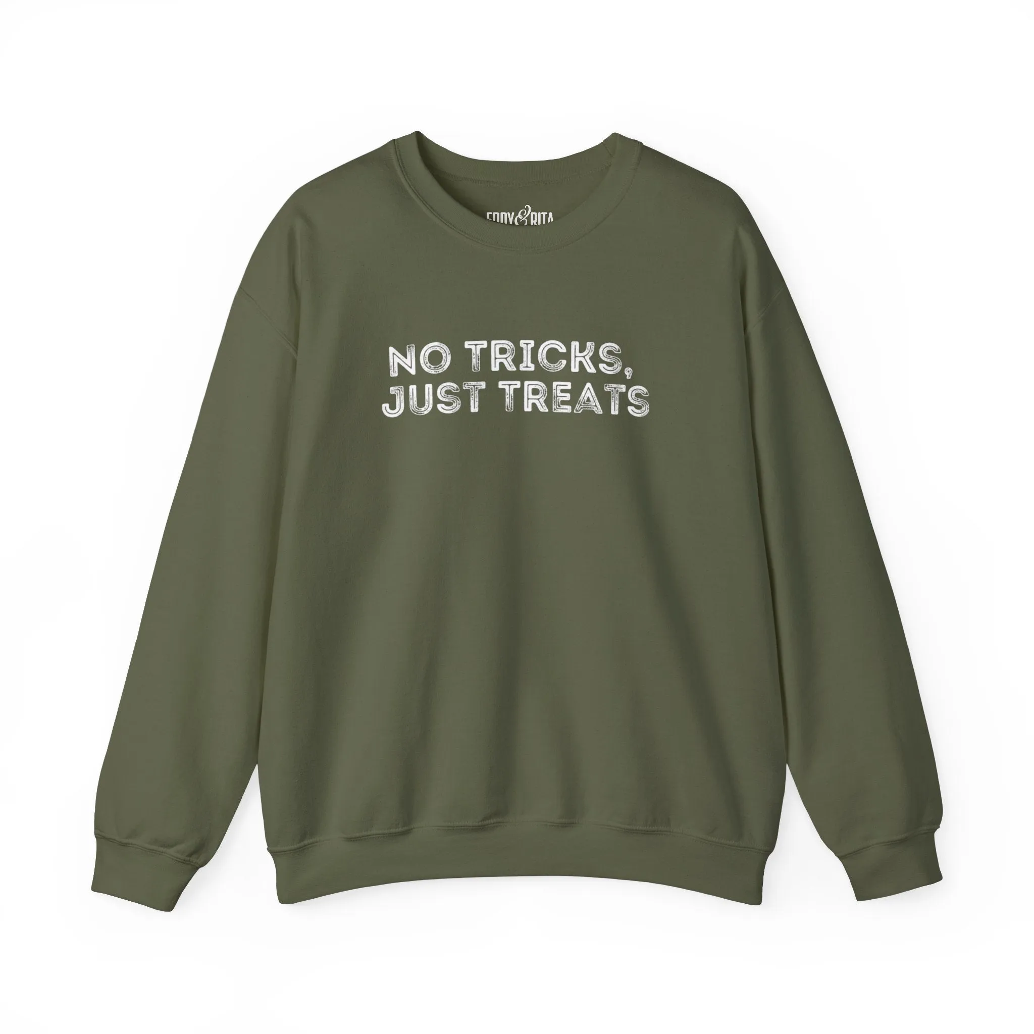 Men's Heavy Crewneck Sweatshirt - "No Tricks, Just Treats" Halloween Edition