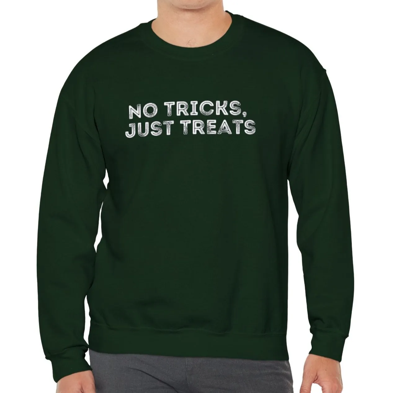 Men's Heavy Crewneck Sweatshirt - "No Tricks, Just Treats" Halloween Edition