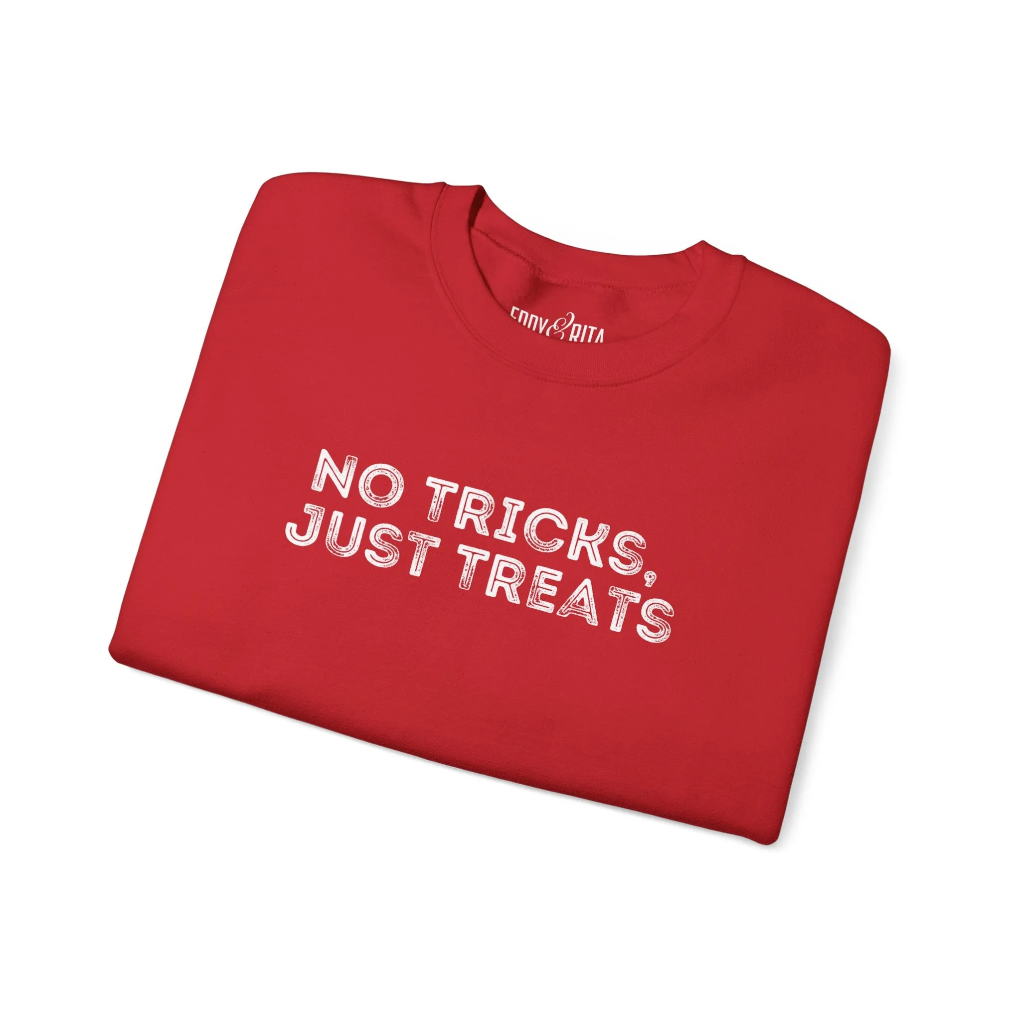 Men's Heavy Crewneck Sweatshirt - "No Tricks, Just Treats" Halloween Edition