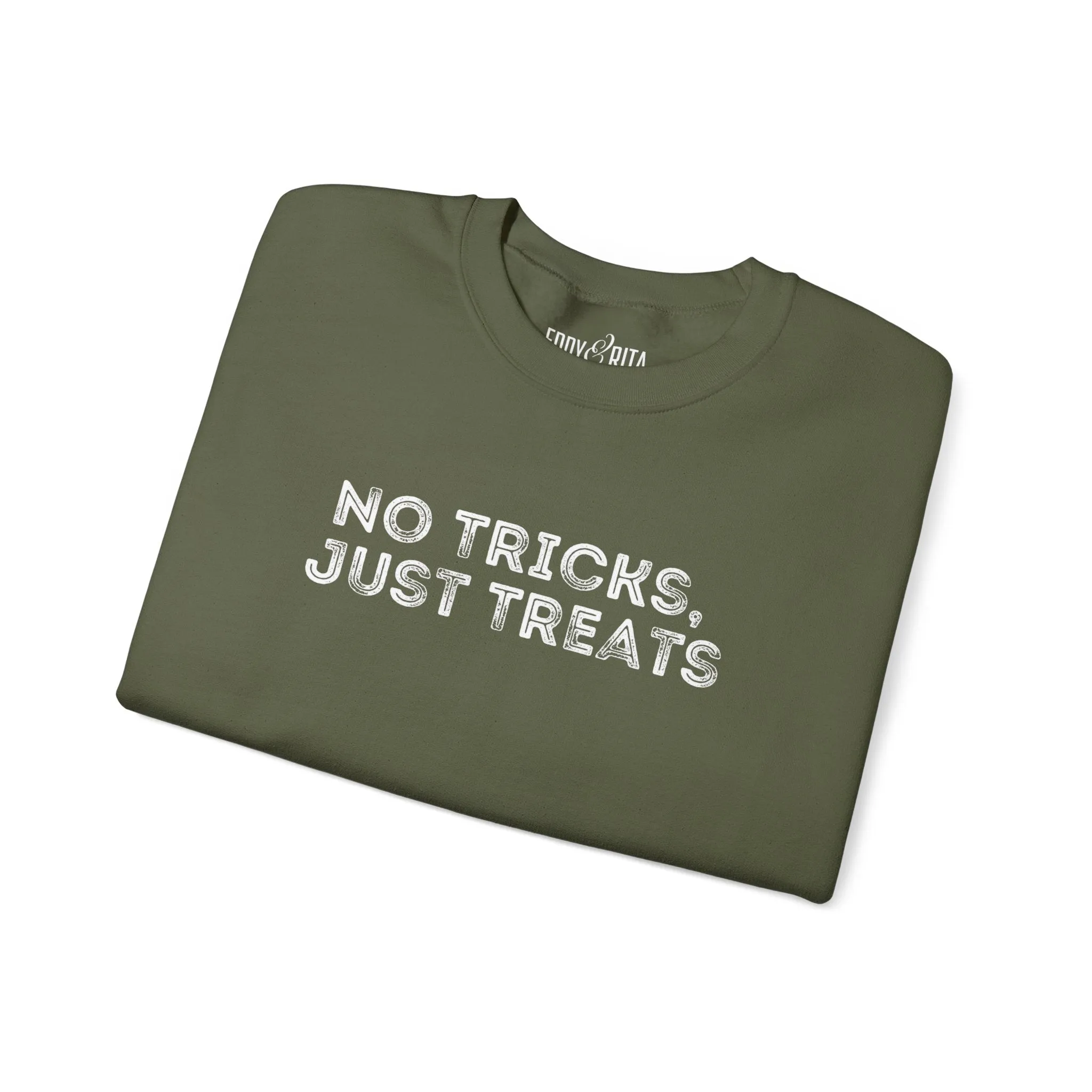 Men's Heavy Crewneck Sweatshirt - "No Tricks, Just Treats" Halloween Edition