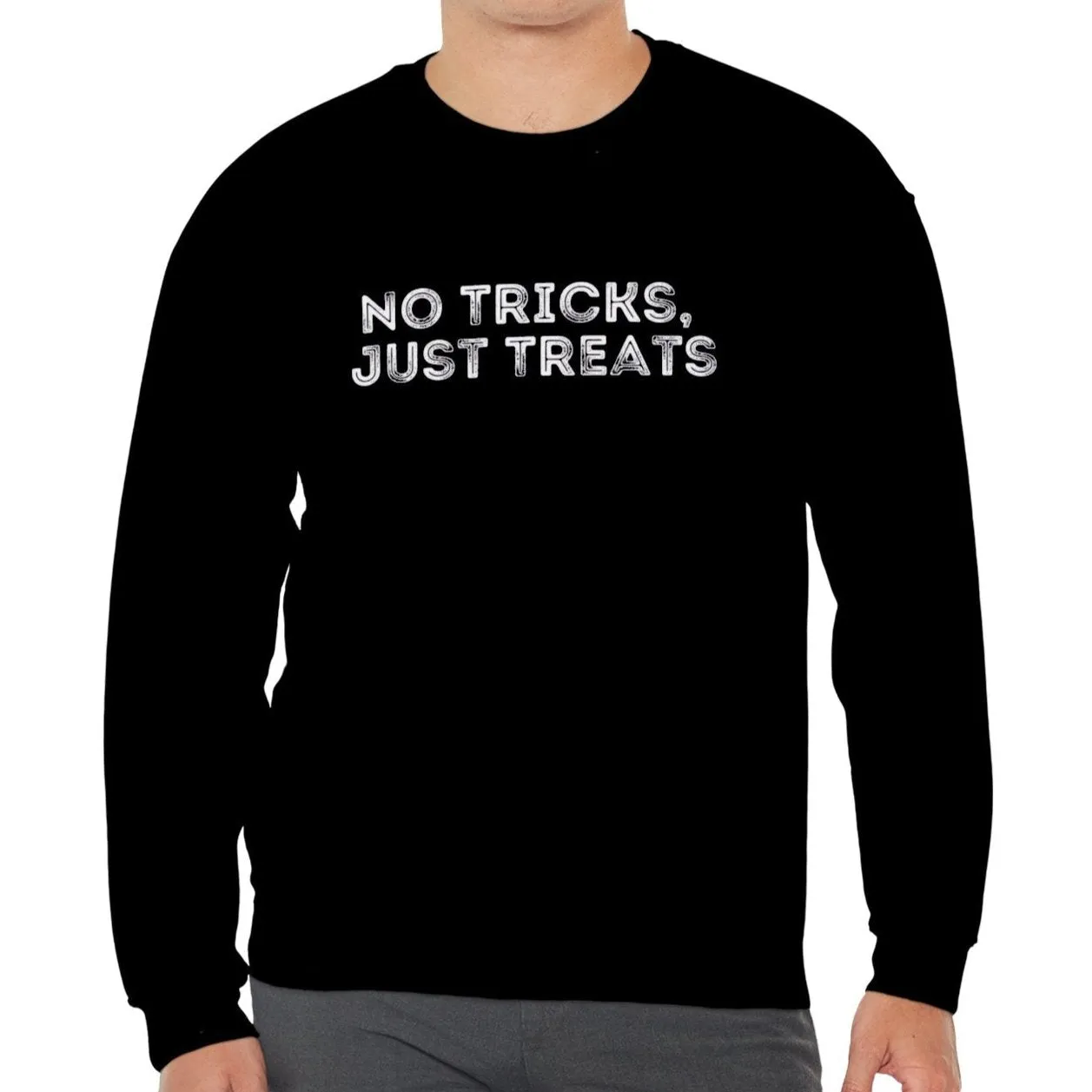 Men's Heavy Crewneck Sweatshirt - "No Tricks, Just Treats" Halloween Edition