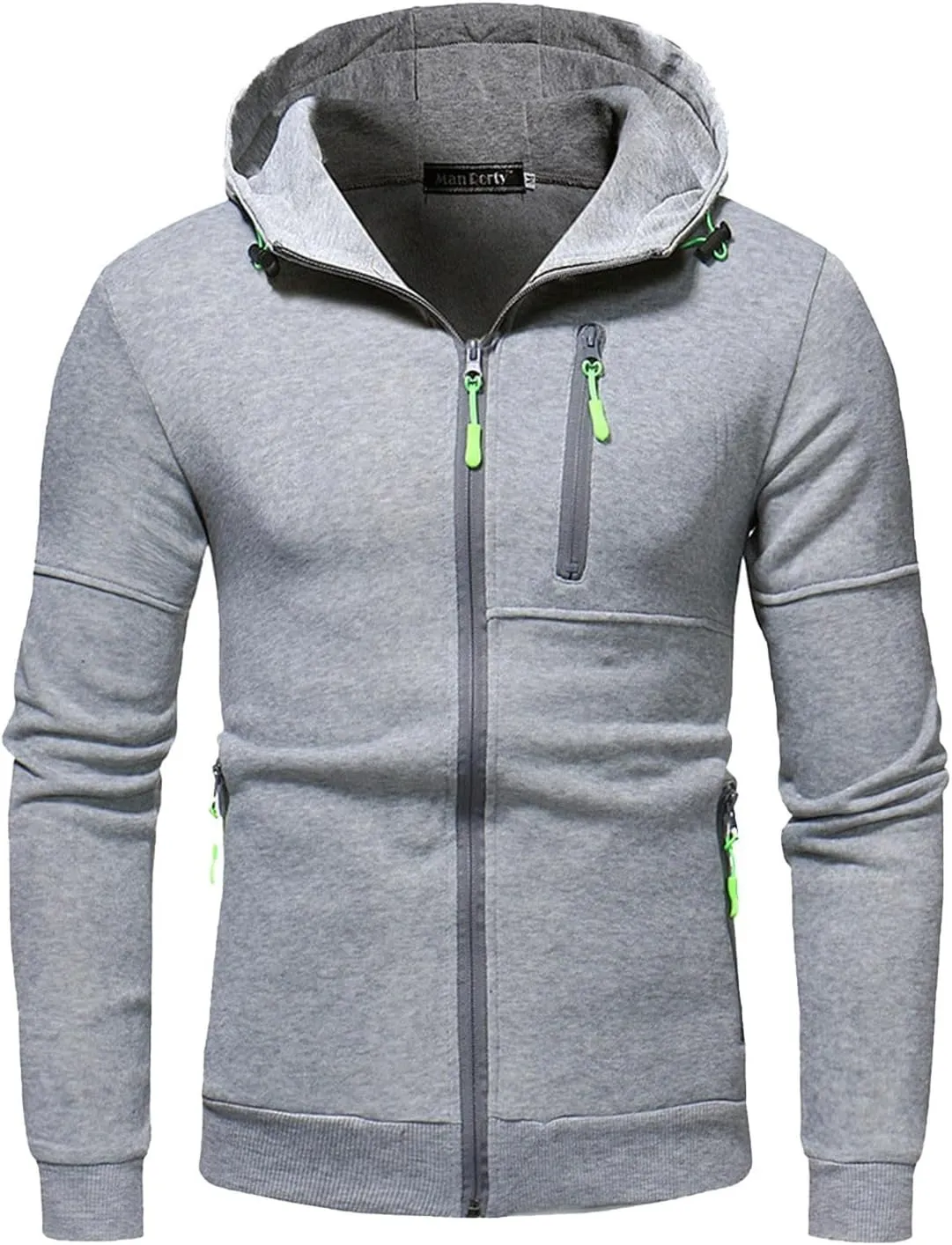 Mens Hoodies Casual with Zip Pockets Full Zip Long Sleeve Sweatshirt Sports Lightweight Hooded Jacket