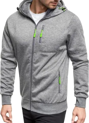 Mens Hoodies Casual with Zip Pockets Full Zip Long Sleeve Sweatshirt Sports Lightweight Hooded Jacket