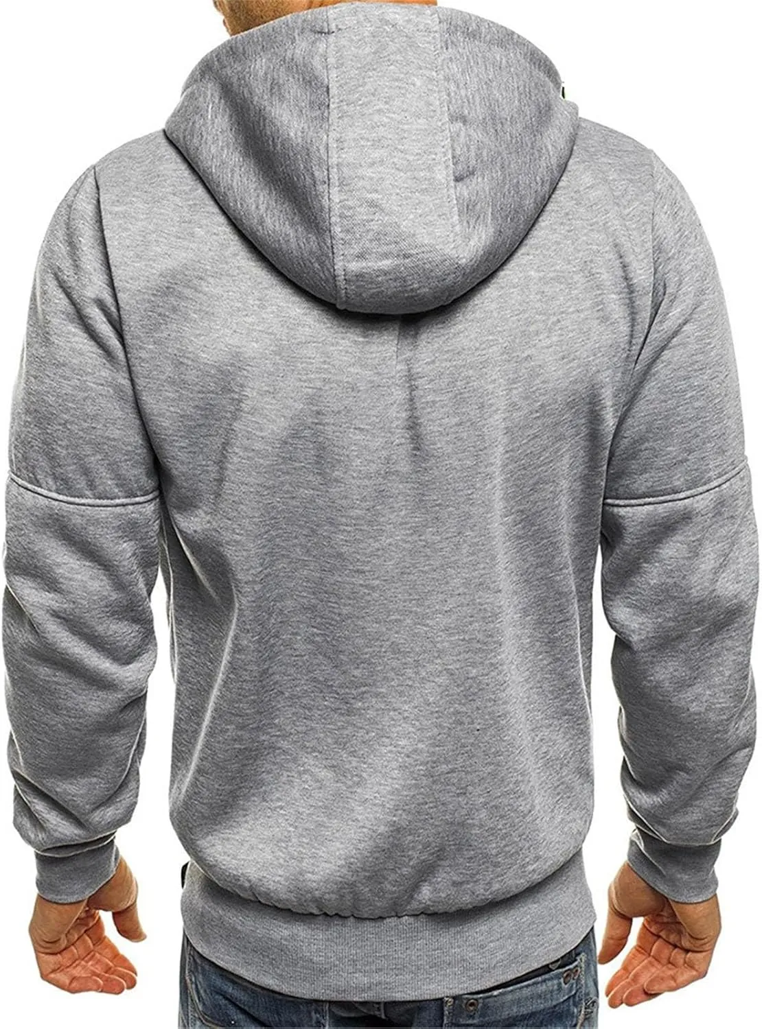 Mens Hoodies Casual with Zip Pockets Full Zip Long Sleeve Sweatshirt Sports Lightweight Hooded Jacket