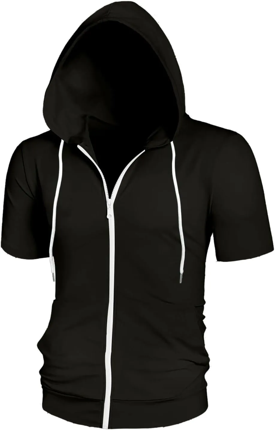 Mens Hoodies Zip Up Short Sleeve Casual Slim Fit Workout Shirts Summer Sports Big and Tall Hiking Gym Sweatshirts