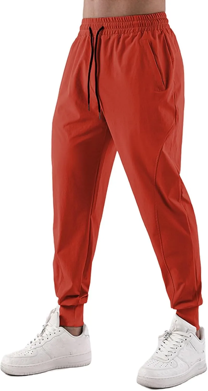 Mens Joggers with Pockets Gym Athletic Pants Workout Tapered Trousers Outdoor Sports Running Sweatpants for Summer