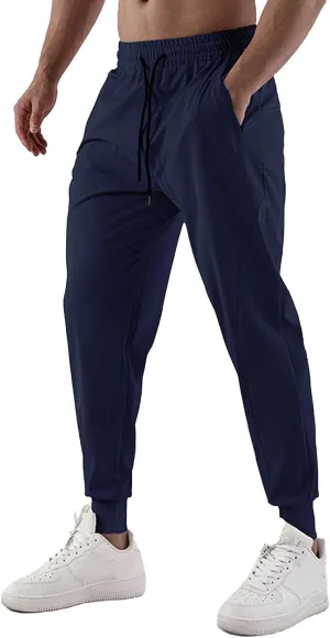 Mens Joggers with Pockets Gym Athletic Pants Workout Tapered Trousers Outdoor Sports Running Sweatpants for Summer