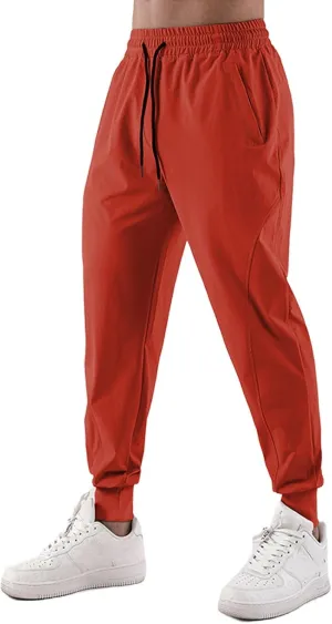 Mens Joggers with Pockets Gym Athletic Pants Workout Tapered Trousers Outdoor Sports Running Sweatpants for Summer