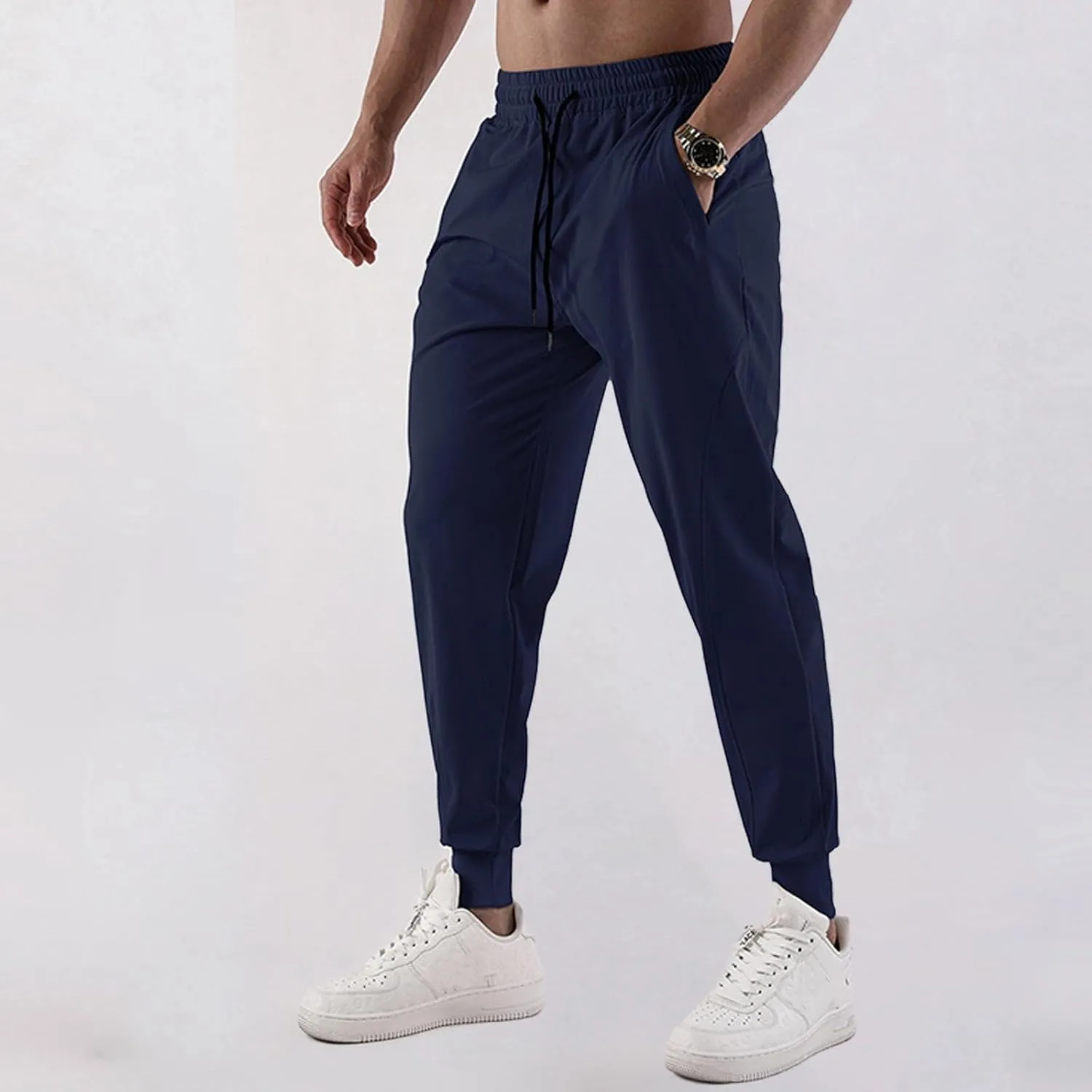 Mens Joggers with Pockets Gym Athletic Pants Workout Tapered Trousers Outdoor Sports Running Sweatpants for Summer