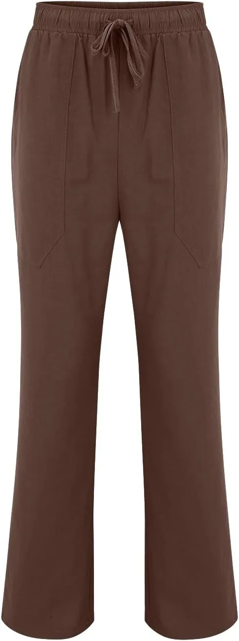 Mens Linen Harem Pants Cottton Loose Fit Beach Drawstring Elastic Waist Yoga Trousers Lightweight Work Hiking Pants