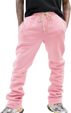 Mens Linen Stacked Flared Sweatpants Loose Fit Casual Hip Hop Wide Leg Peasant Pant Outdoor Athletic Bell Bottom Pant