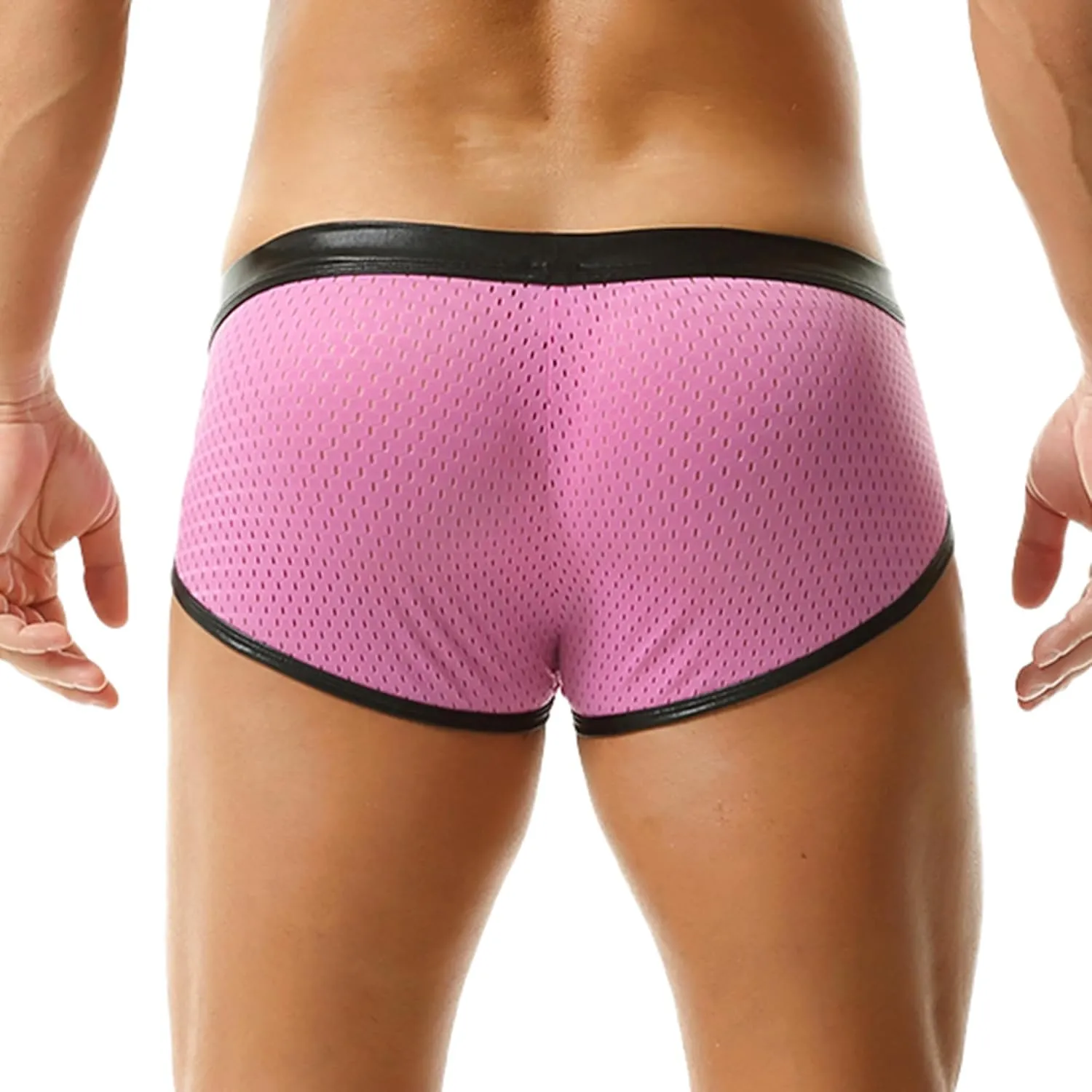 Men's Metallic Boxer Shorts Mesh Boxer Briefs Low Rise Rave Shorts for Clubwear