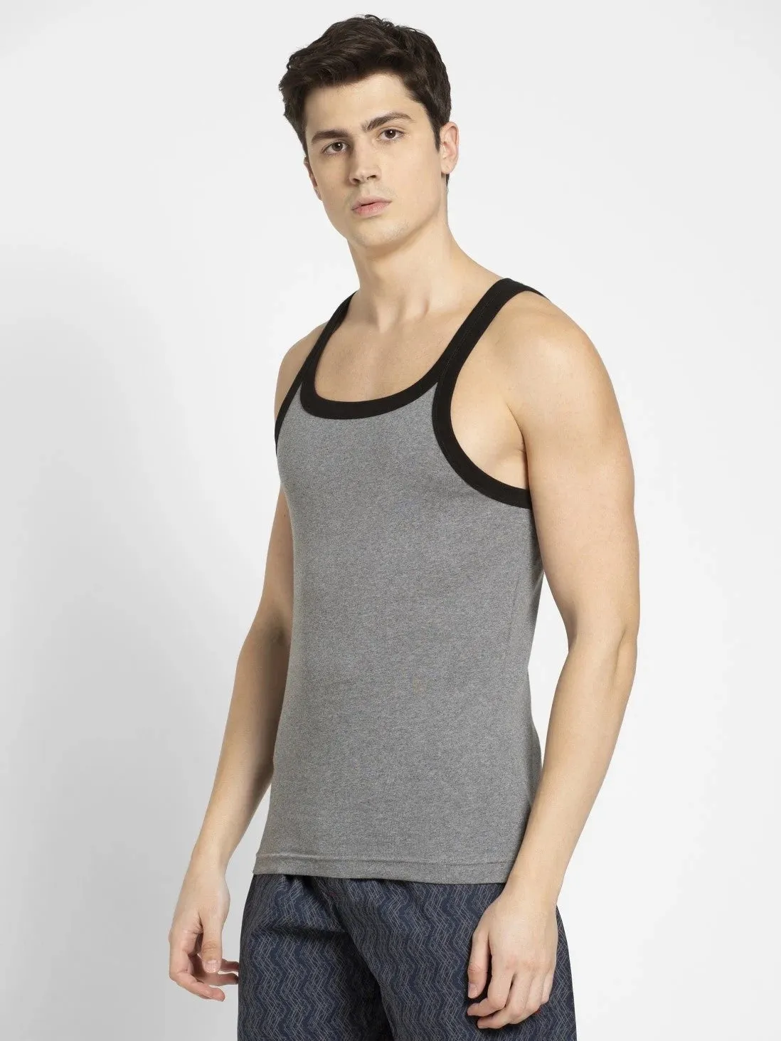 Men's Mid Grey Melange & Black Fashion Vest