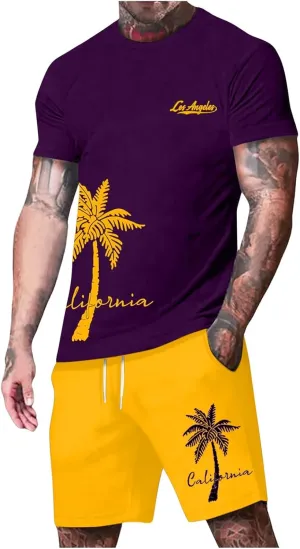 Mens Novelty Button Down Shirts Men's 2 Piece Outfits Summer Fashion Short Sets Jogging Suits Athletic Tracksuit