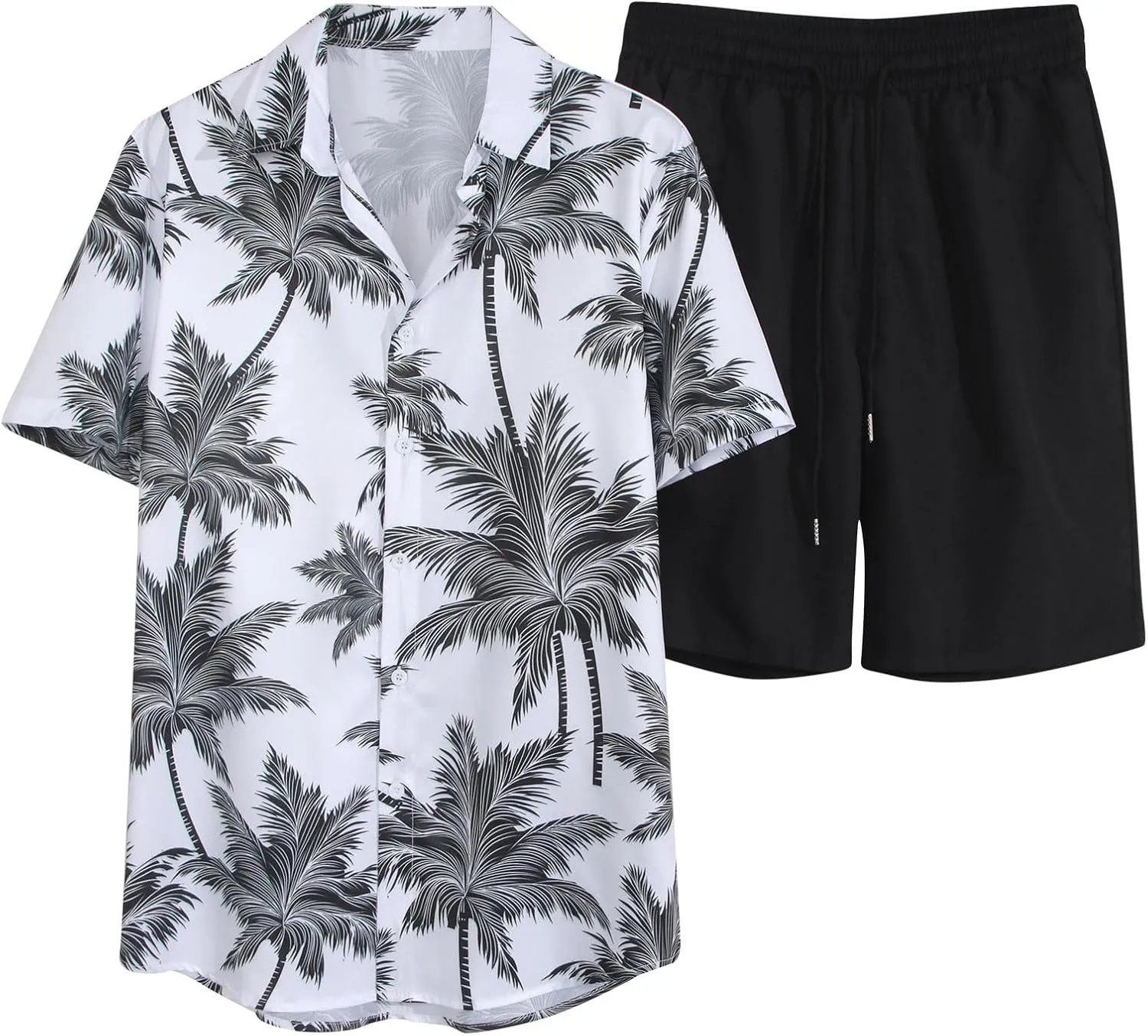 Mens Novelty Tshirts Mens Summer 2 Piece Outfits Short Sleeve Shirt Jogger Suit Sport Tracksuit Set Hawaiian Beach Vacation Outfit Mens Stretch Khaki Shorts