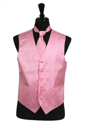 Men's Pink Paisley Vest with Neck Tie