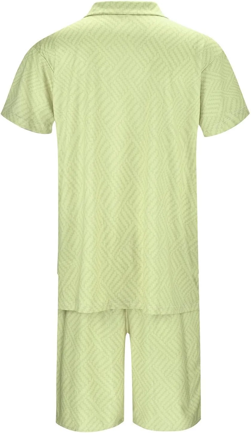 Men's Polo Shirt and Shorts Set Casual Short Sleeve Tracksuit 2 Piece Outfits Summer Golf Sweatsuits Beach Vacation Outfits
