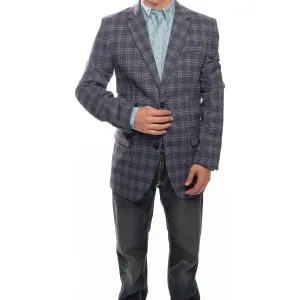 Men's Rock & Roll Blue Plaid Sports Coat BM96C04201