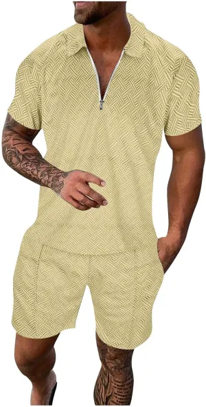 Mens Short Sets Outfits 2 Piece Tracksuits Summer Short Sleeve Shirt and Shorts Set Beach Vacation Outfit Casual Summer Shorts for Men