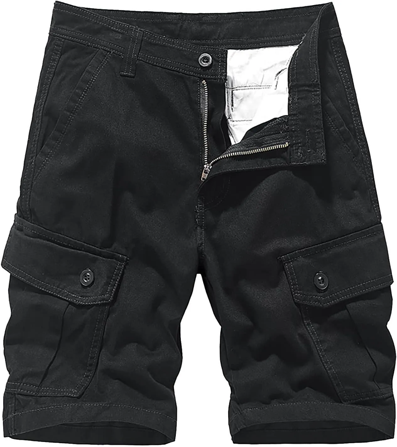 Mens Shorts Casual Men's 5 Inch Inseam Open Flat Elastic Waist Cargo Shorts Relaxed fit Hiking Shorts Work Shorts